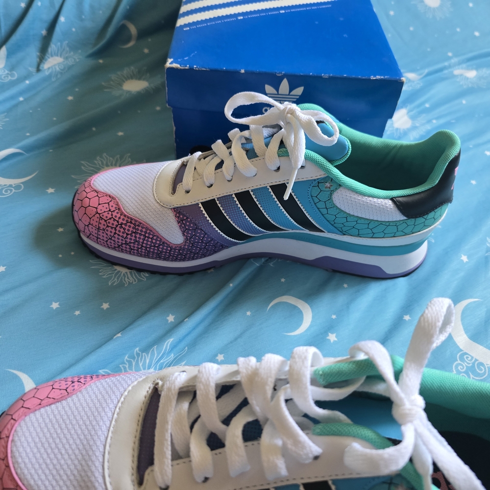 Adidas ZX 710 Women's Sneakers - Purple, Teal, Pink, w/tiny Stars - Picture 7 of 10